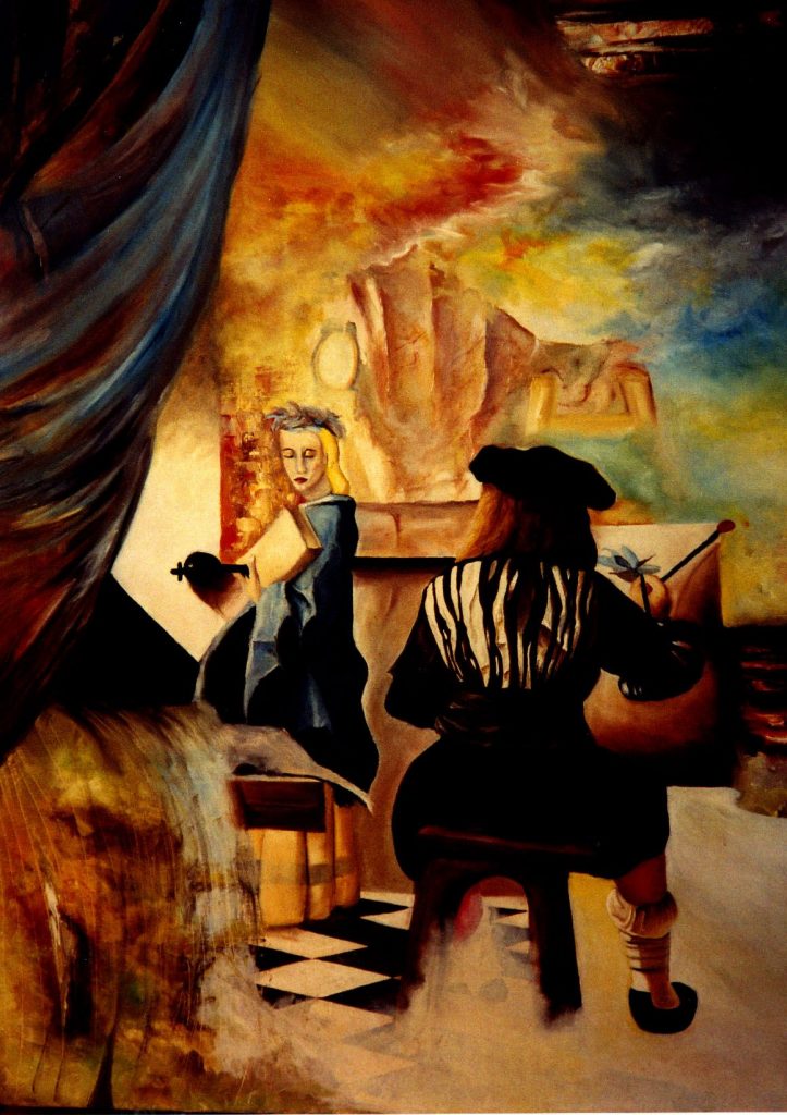 Autour de Vermeer. Huile sur toile. 1990. Second prix au concours de l’exposition « Tolos’art ». Toulouse. France.